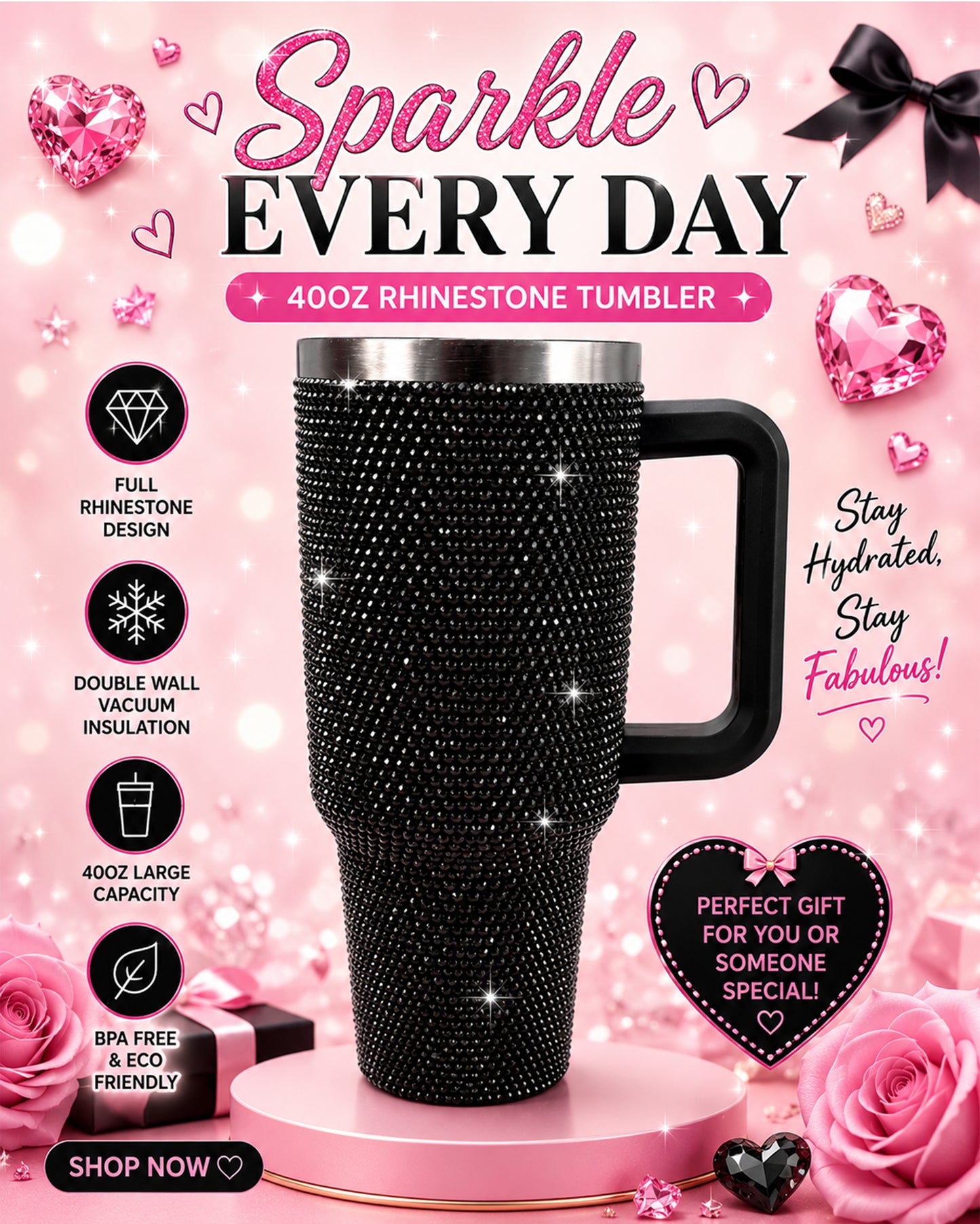 Rhinestone 40 oz tumbler