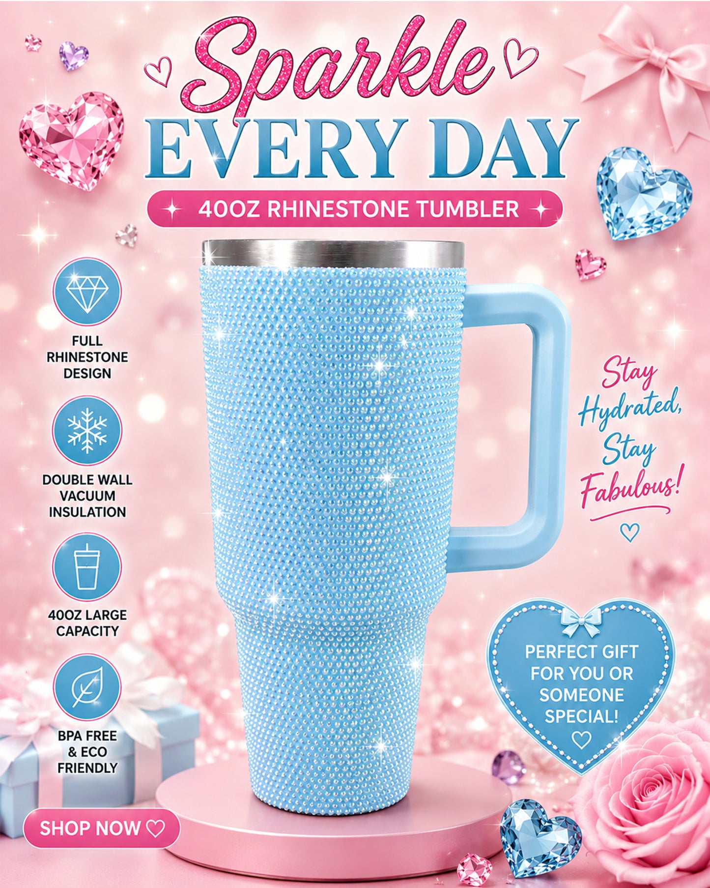Rhinestone 40 oz tumbler