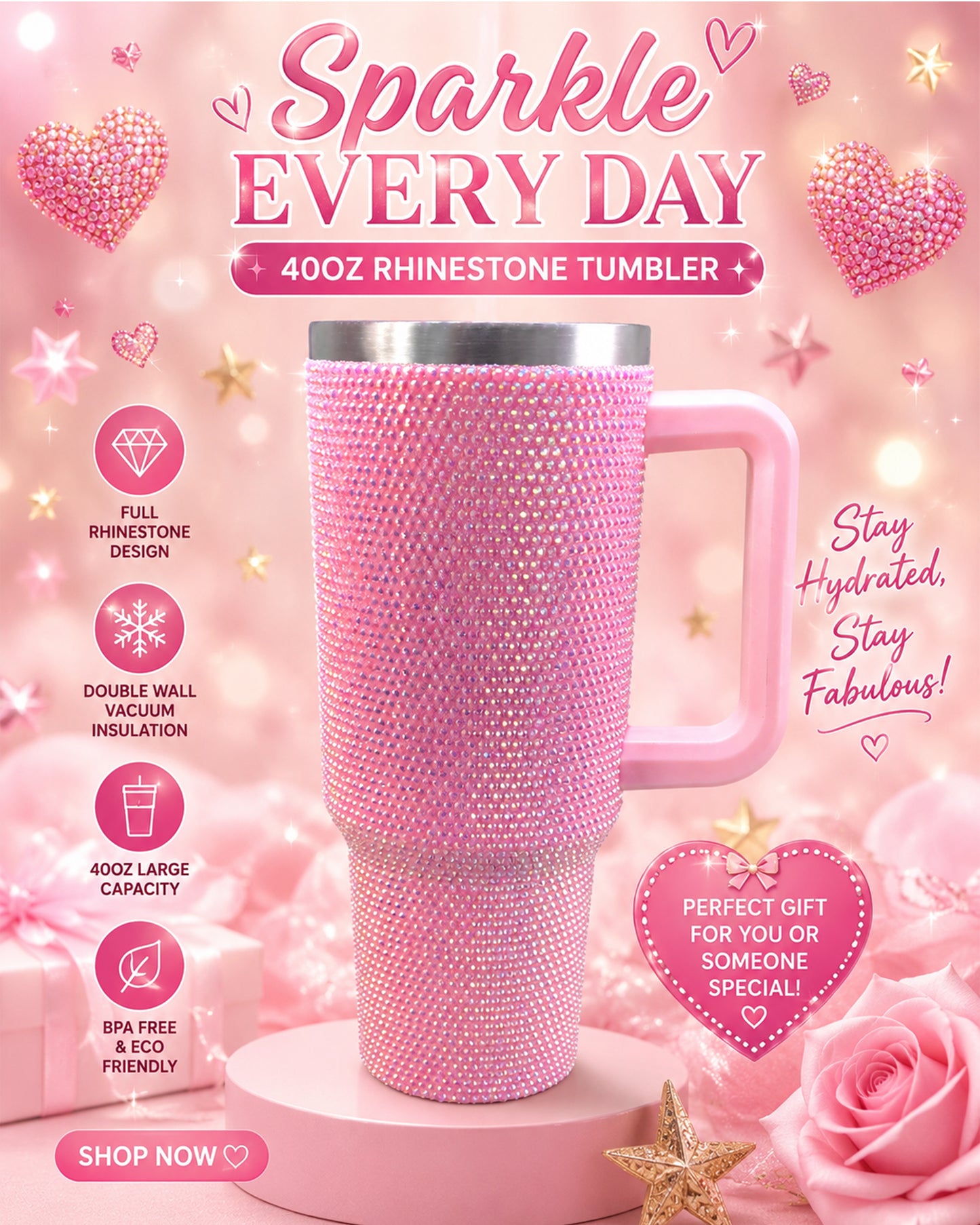 Rhinestone 40 oz tumbler